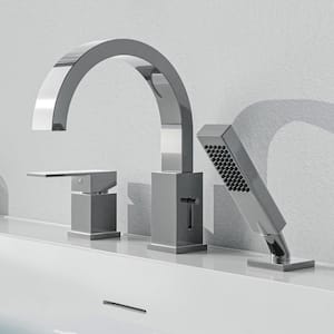 Nite Series Single-Handle Deck-Mount Roman Tub Faucet with Handheld Sprayer in Polished Chrome
