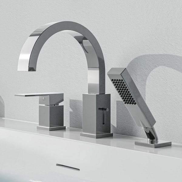 Nite Series Single-Handle Deck-Mount Roman Tub Faucet with Handheld Sprayer in Polished Chrome