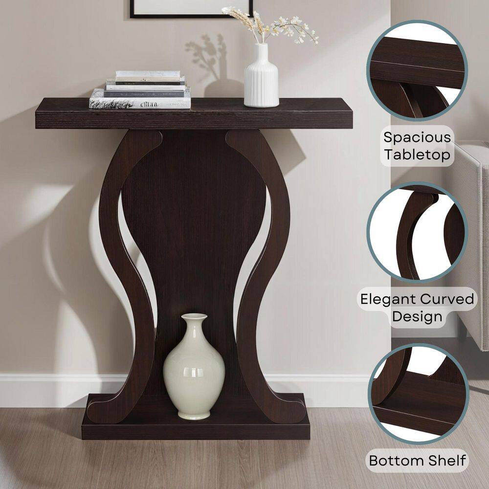 Newport Terry B Espresso Wood Console Table with Storage Shelf