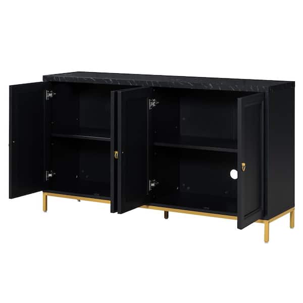 COWLOWN 59.3 in. W x 15.5 in. D x 34.2 in. H Bathroom Black Linen Cabinet