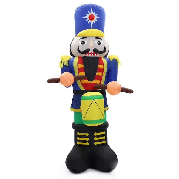 LuxenHome Lighted 7 ft. Nutcracker Drummer Inflatable Holiday ...