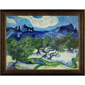 Olive Trees with Alpilles by Vincent VanGogh Veine Bronze Scoop Framed Nature Oil Painting Art Print 36.5 in. x 46.5 in.