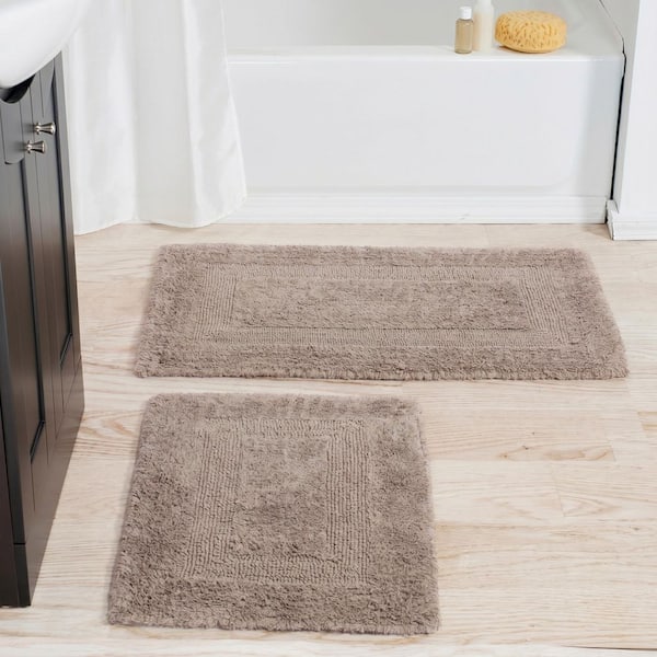 Taupe Brown 1 ft. 10 in. x 2 ft. 11 in. Cotton 2-Piece Bath Rug Set