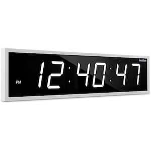 24 in. White Large Digital Wall Clock LED Digital Clock with Remote