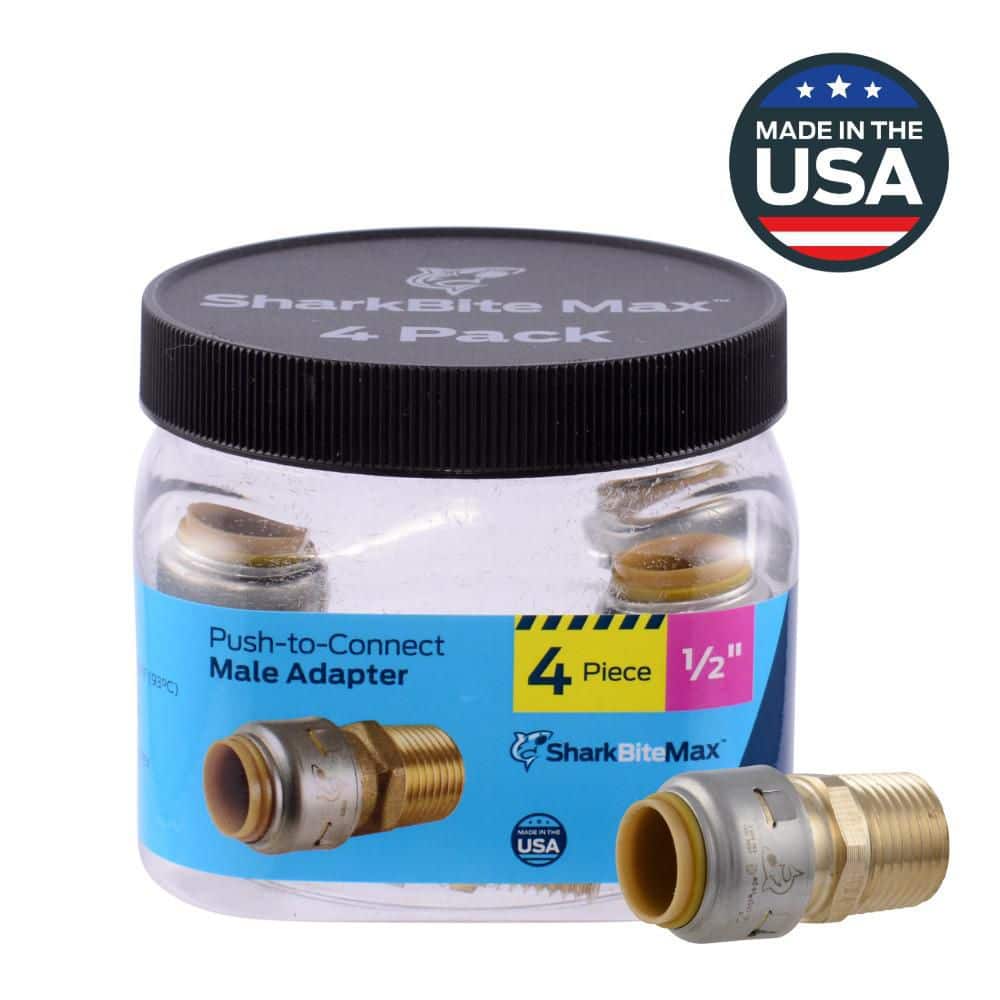 SharkBite - Max 1/2 in. Push-to-Connect x MIP Brass Adapter Fitting Pro Pack (4-Pack)
