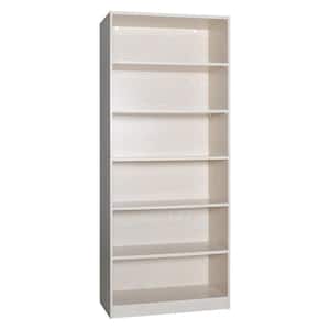 80 in. H x 32.3 in. L x 13.2 in. W Off-White 6-Shelf Wood Bookcase with Adjustable Shelves
