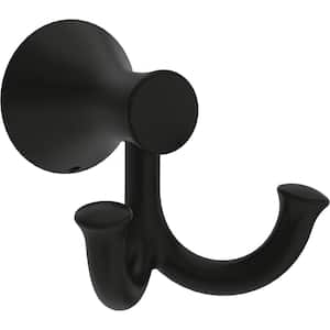 Greydon J-Hook Wall Mounted Double Robe/Towel Hook Bath Hardware Accessory in Matte Black