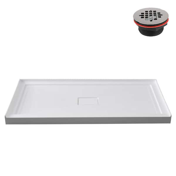 GB-613-456 48 in. x 32 in. Alcove Acrylic Shower Pan Base in Glossy White with Center Drain, Drain Included