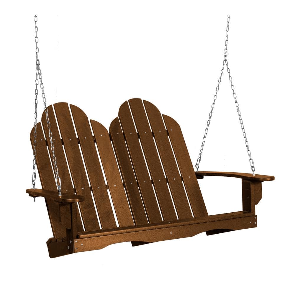 WILDRIDGE Classic 2-Person Tudor Brown Plastic Adirondack Porch Swing ...