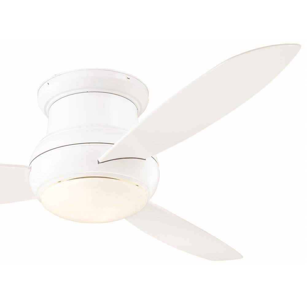 52" White Low Profile LED Ceiling Fan with Remote and Light