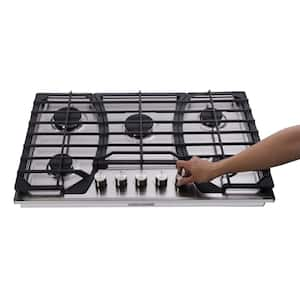 30 in. 5-Burners Recessed Gas Cooktop in Stainless Steel with Dual Size Power Burner