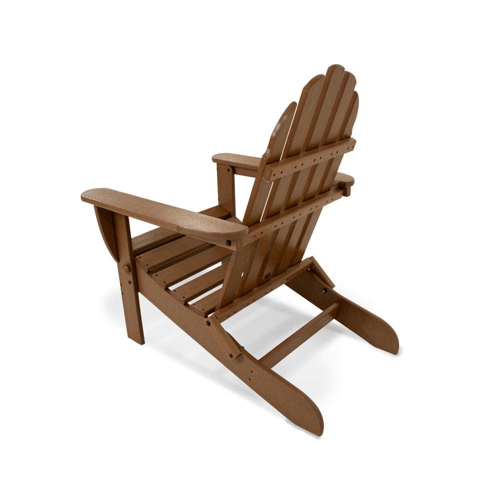 Eco-Friendly Dark Teak Polywood Folding Adirondack Chair