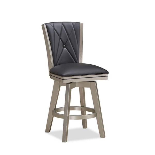 Benjara 15.08 in. Black Full Back Wood Frame Counter height Stool with Faux Leather Seat