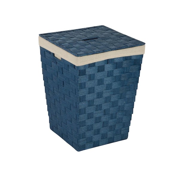 Honey-Can-Do Woven Hamper with Liner in Blue