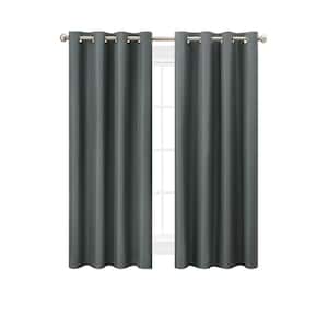 Ultimate Blackout Charcoal Grommet Curtain 52 in. W x 63 in. L (2-Panels)