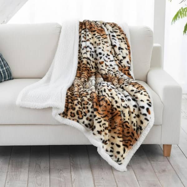 Lavish Home Tiger Fleece Sherpa Polyester Throw Blanket