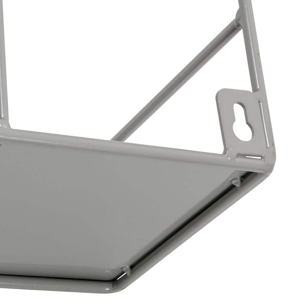 Gray Steel 2-Tier Wall Shelf with Curved Design