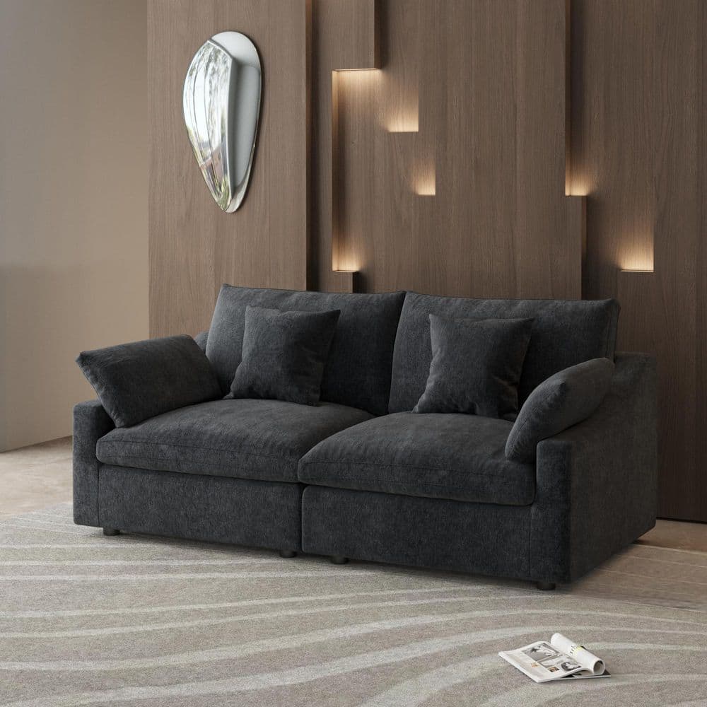 J&E Home 2 Piece Linen Modular Sectional Sofa Living Room Set Free