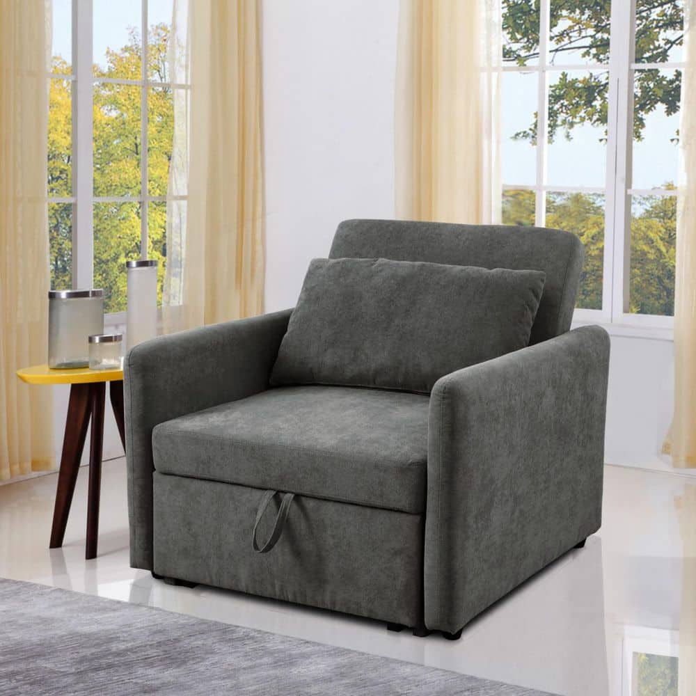 36 in. Gray Polyester Twin Size Sofa Bed