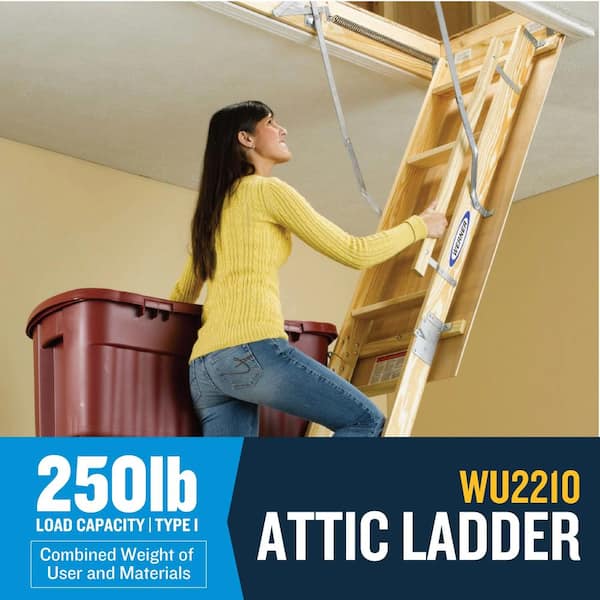 8 ft. - 10 ft., 22.5 in. x 54 in. Wood Attic Ladder with 250 lb. Maximum Load Capacity