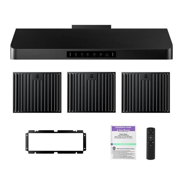 iKTCH 36 in. 900CFM Ducted Under Cabinet Range Hood in Black iKTCH 36 in. 900CFM Ducted Under Cabinet Range Hood in Black