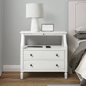 Jacqueline White 2-Drawer Nightstand with Built-In Outlets