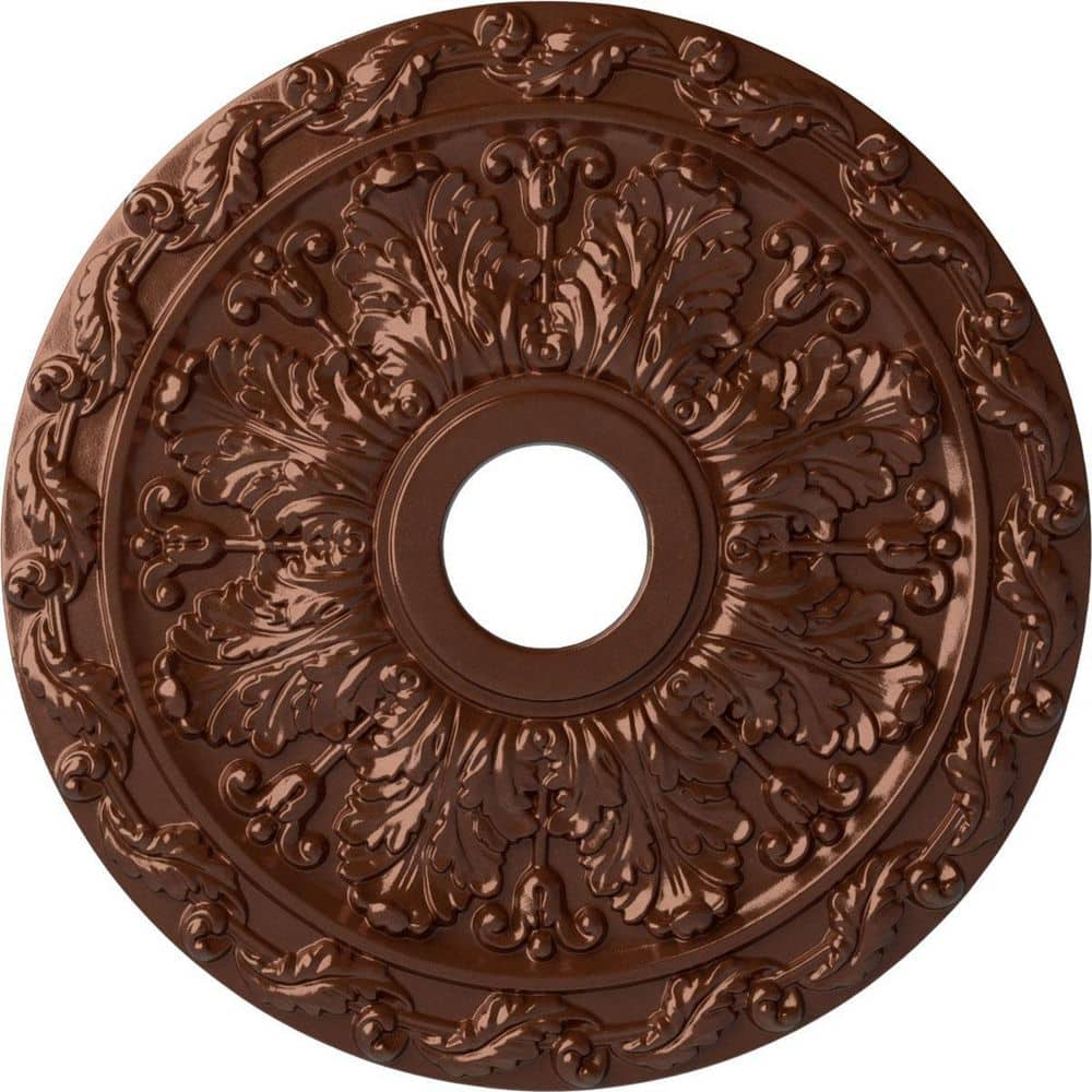 Ekena Millwork 1-1/4 in. x 19-7/8 in. x 19-7/8 in. Polyurethane Spring Leaf Ceiling Medallion, Copper Penny