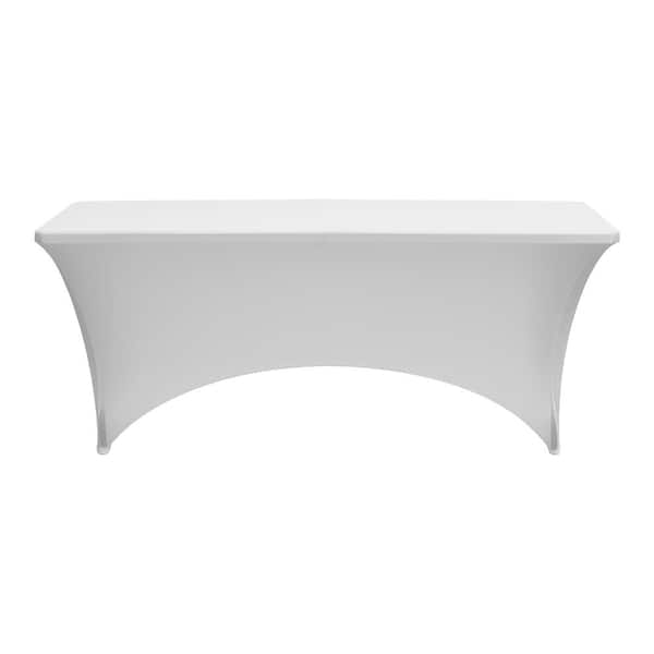 Fitted Tablecloth 10 Pack for 6 ft. Rectangle Tables, Stretch Spandex Table Covers, Washable, White, for Events