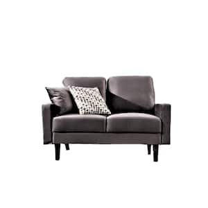 Josiah 50.4 in. Grey Velvet 2-Seater Loveseat with Square Arms