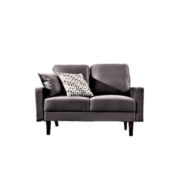 US Pride Furniture Josiah 50.4 in. Grey Velvet 2-Seater Loveseat with Square Arms