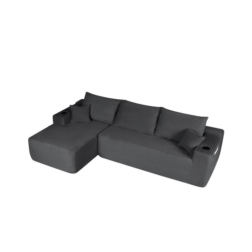 Femke 108.5 in. L-Shaped Round Arm Corduroy Upholsted Sectional Sofa in Gray price history on PriceWatchPro