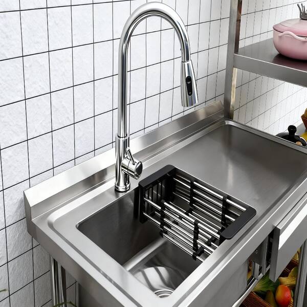 Flynama Stainless Steel Freestanding Utility Sink, Durable Build