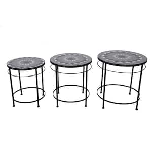 Russell Mosaic Tile and Metal Outdoor Nesting Tables (Set of 3)