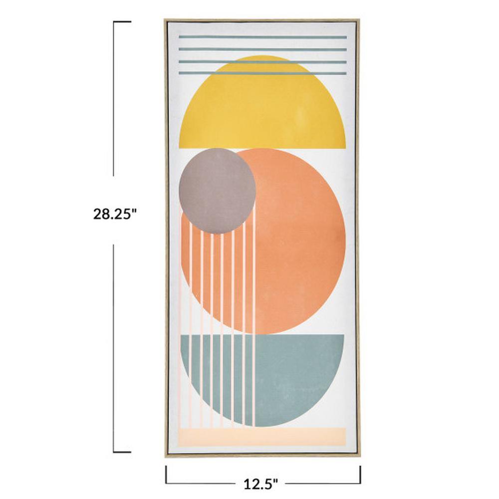 Modern Multicolor Abstract Canvas with Blonde Frame