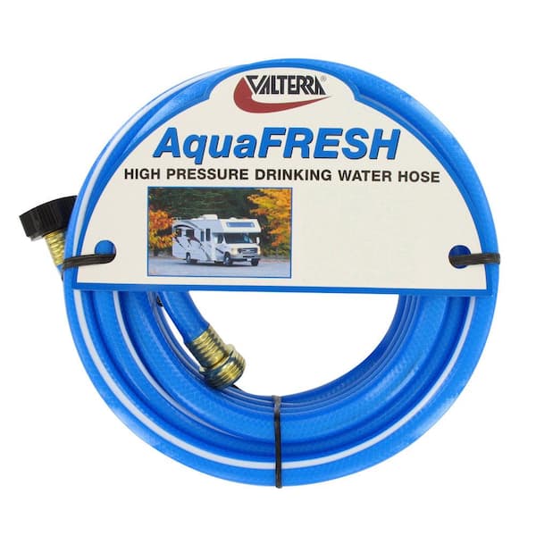 Valterra AquaFresh High Pressure Drinking Water Hose with Hose Savers - 1/2" x 50', Blue
