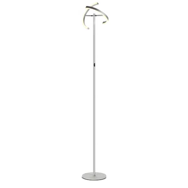 Silver Led Torchiere Floor Lamp, Led Torchiere Floor Lamp Home Depot Usa
