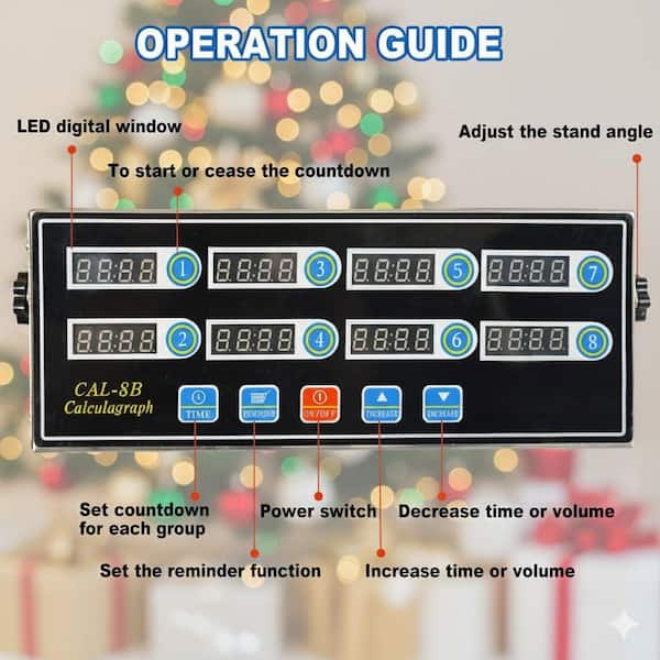 Wudkey Commercial 8 Channels Digital Kitchen Timer, Stainless