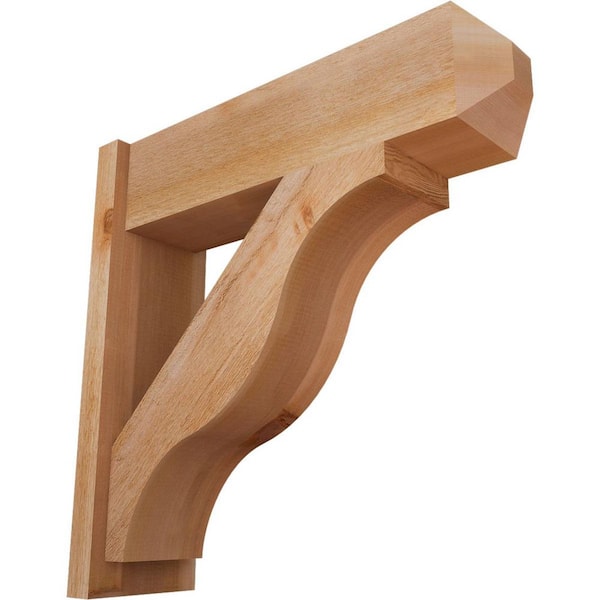 Ekena Millwork 8 in. x 28 in. x 28 in. Western Red Cedar Fuston Craftsman Rough Sawn Outlooker