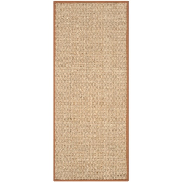 Natural Fiber Natural/Brown 3 ft. x 14 ft. Border Woven Runner Rug