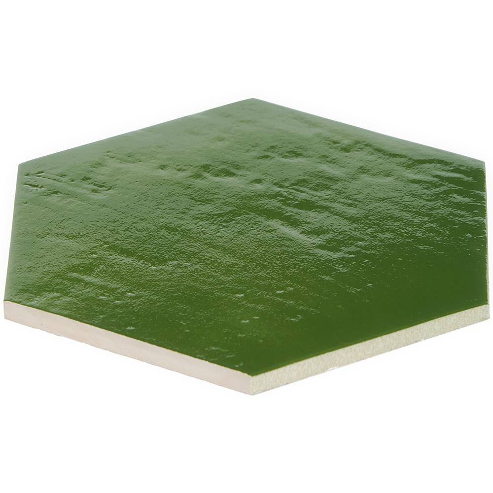 Triton Moss Green Glossy Hexagonal Porcelain Tile