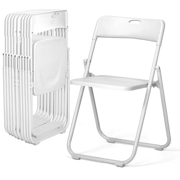 Patio White Metal Folding Chair Set(Set of 10)