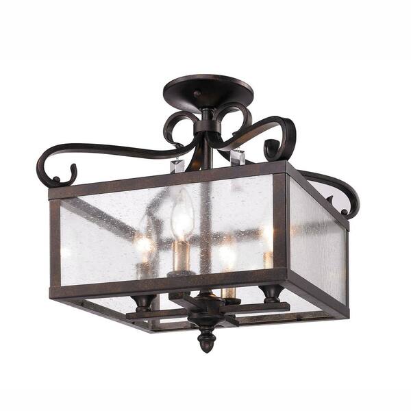 Golden Lighting Valencia 4-Light Fired Bronze Pendant Light 2049