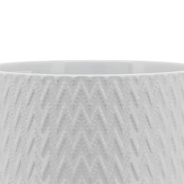 Unbranded - Chevron 8 in. L x 8 in. W x 10 in. H White Indoor/Outdoor Ceramic Planter Individual Pots