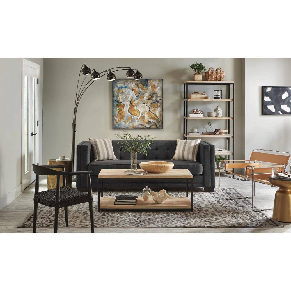 Mid-Century Tan Leather and Chrome Metal Accent Chair