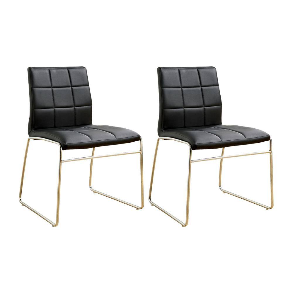 Black Metal Contemporary Side Chair with Leatherette Seat