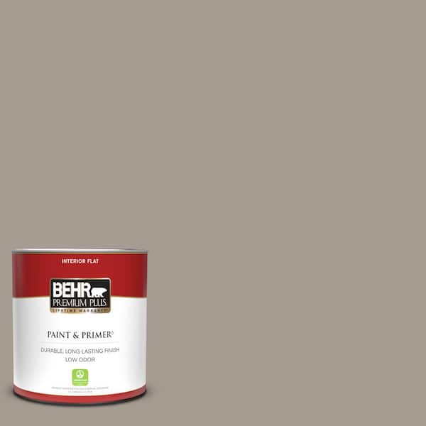 BEHR PREMIUM PLUS 1 qt. #N200-4 Rustic Taupe Flat Low Odor Interior Paint & Primer
