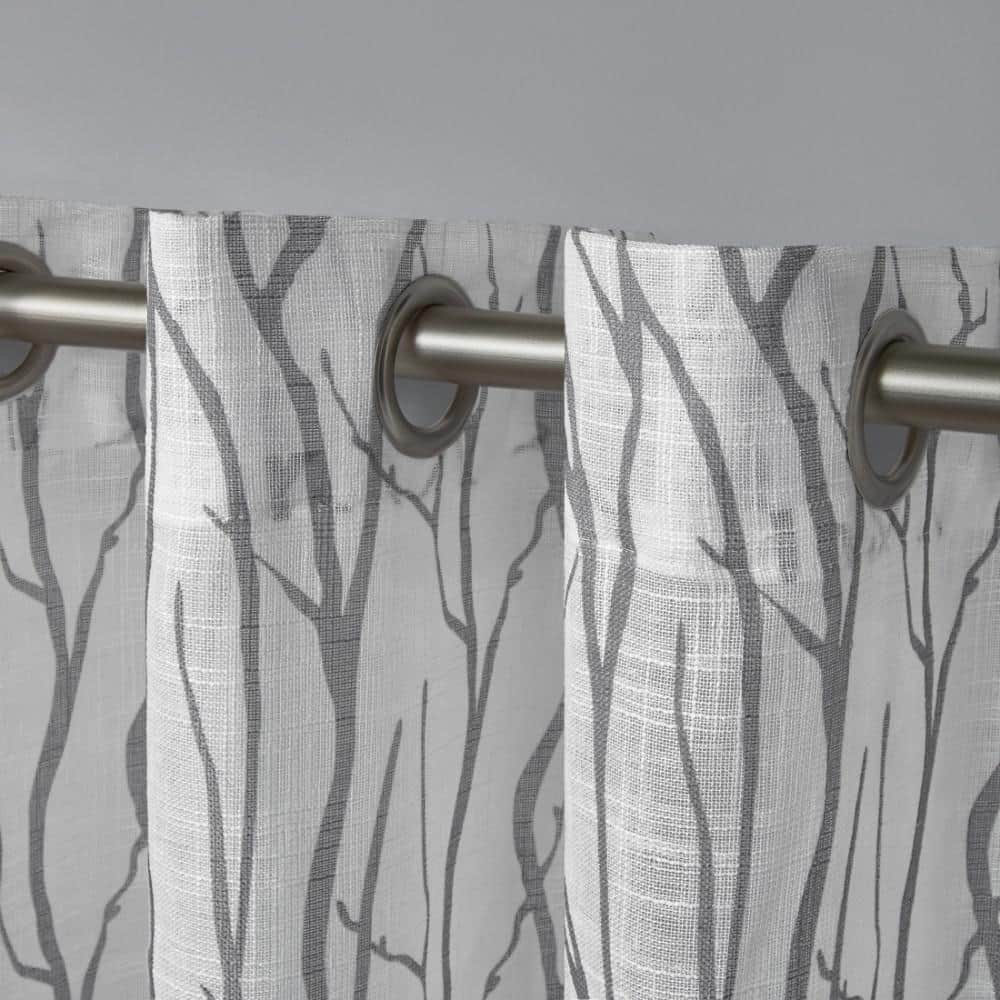 Oakdale Dove Gray Light-Filtering Polyester Linen Window Curtain Panels, 96" x 54"