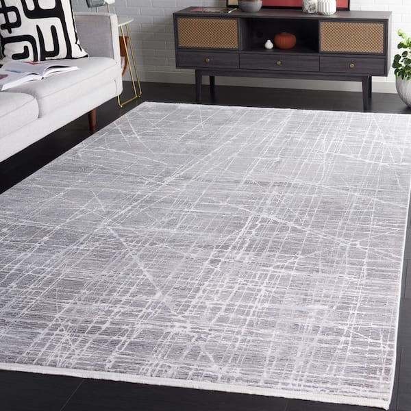 Signature 8 ft. x 10 ft. Gray/Ivory Distressed Area Rug