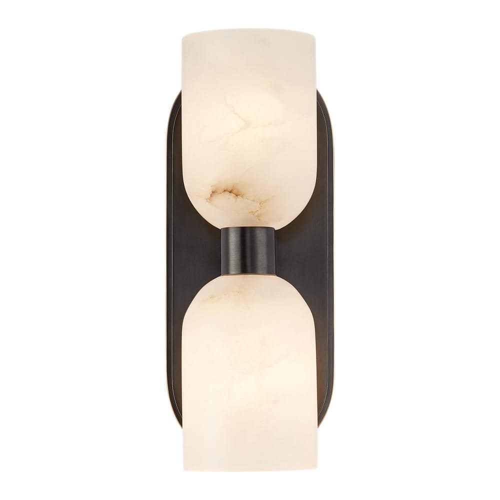 Lucian Bronze and Alabaster 2-Light Bath Bar