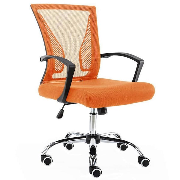 Modern Home Zuna Ergonomic Black and Orange Mesh Back Office Desk Rolling Chair